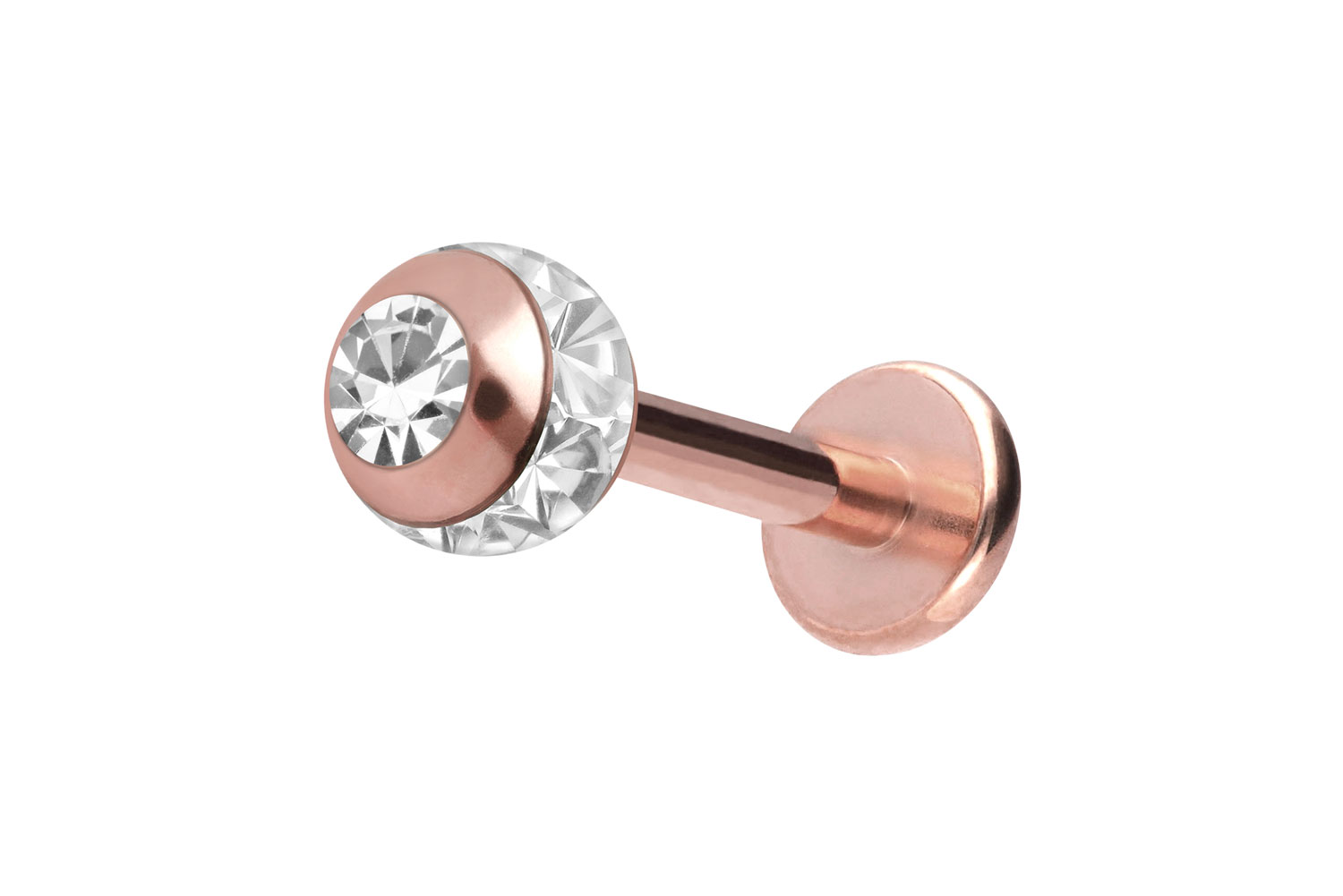 Chirurgenstahl Labret Piercing EPOXY-RING-KUGEL + KRISTALL